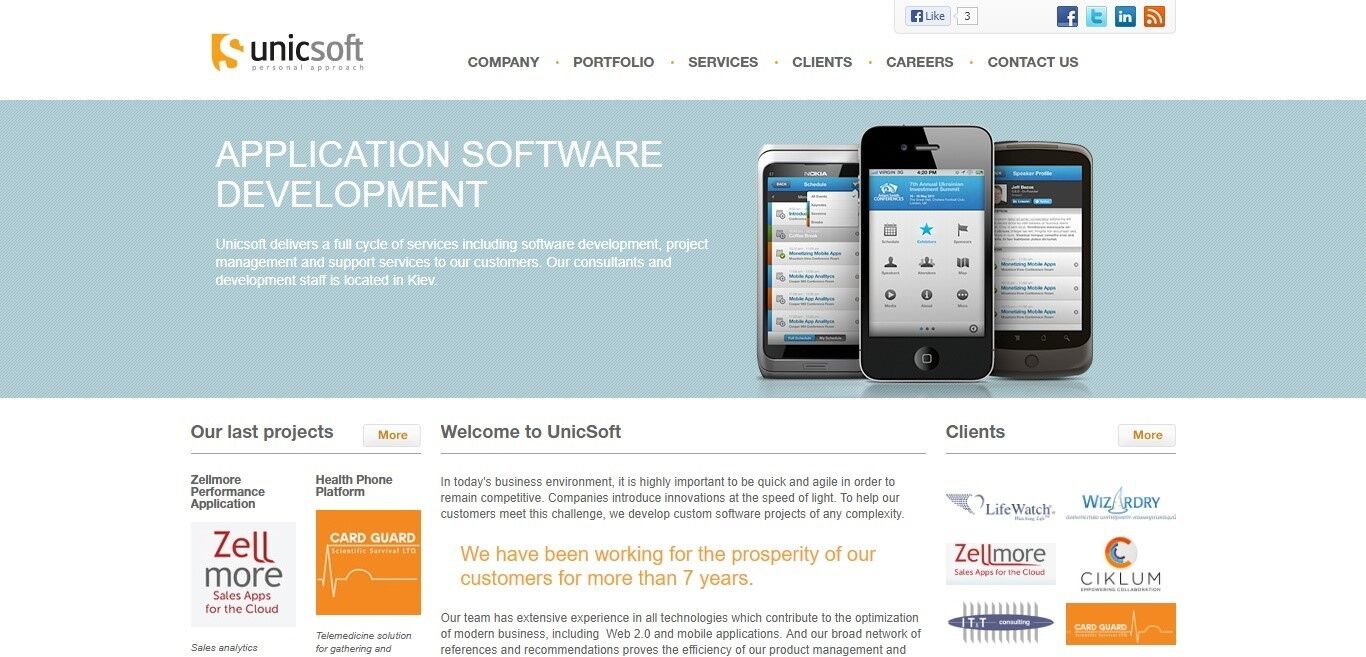 Unicsoft website 2003